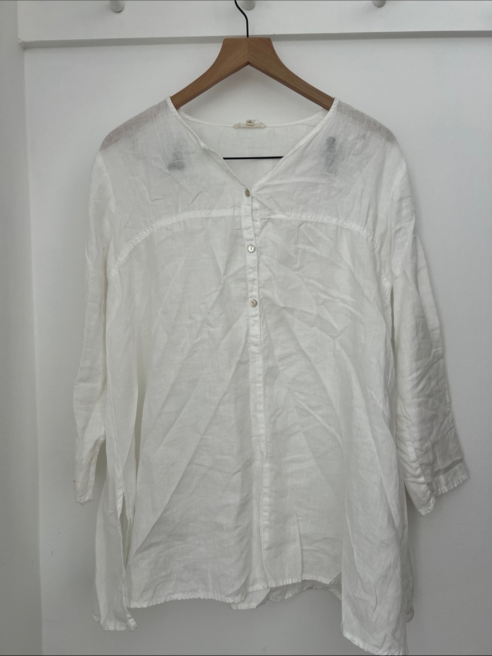 Eileen Fisher gorgeous pure white linen top XS oversized fit few marks as shown